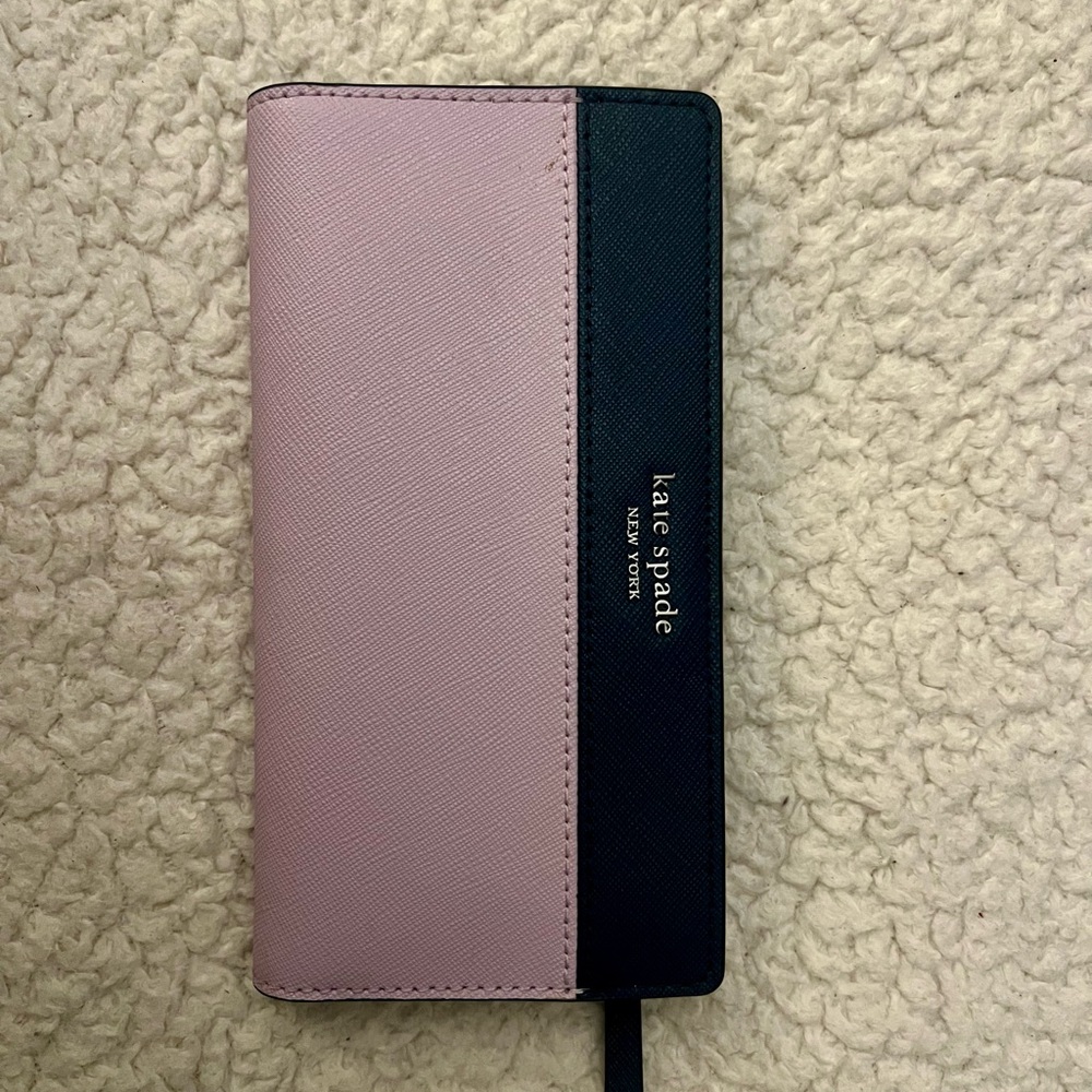 Kate Spade Large Slim Bifold Wallet- Lavender and Navy Wallet